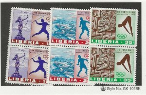 Liberia, Postage Stamp, #483-485 MInt NH Pairs, 1968 Olympic Sports