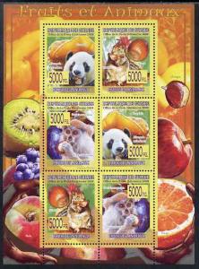 Guinea - Conakry 2009 Animals and Fruits perf sheetlet co...