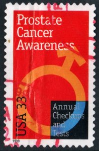 SC#3315 33¢ Prostate Cancer Awareness Single (1999) Used