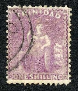 Trinidad SG73b 1/- Mauve wmk CC Perf 12.5 Cat 7.5 pounds