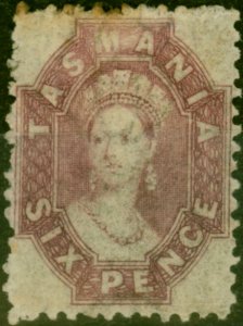 Tasmania 1865 6d Reddish Mauve SG76 Good Mtd Mint