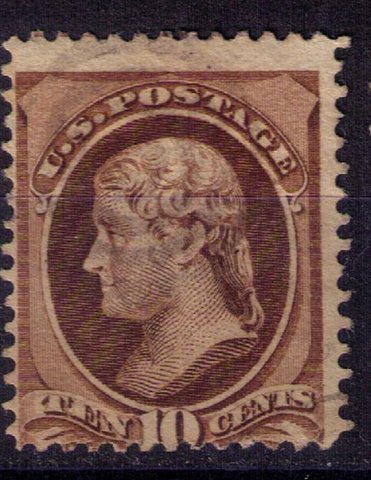 US Sc 150  Used 10c Dark Brown Lightly Cancelled Fine