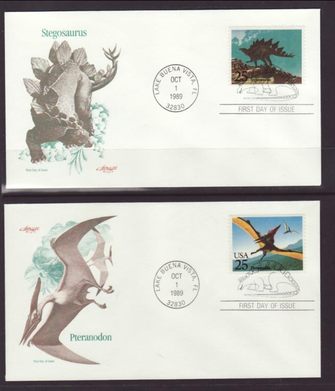 US 2422-2425 Dinosaurs 1989 Artmaster S/4 U/A FDC