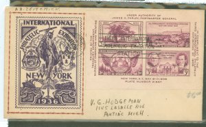 US 778 1936 TIPEX S/S of four imperf on an addressed FDC with an Eagle Cover Service cachet