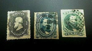 KAPPYSSTAMPS BRAZIL 19TH CENTURY THREE DIFFERENT ISSUES USED GS1015