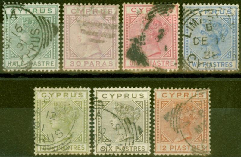 Cyprus 1882-86 set of 7 SG16a-22 Fine Used