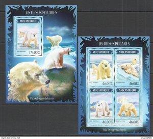 2014 Mozambique Animals Fauna Polar White Bears Kb+Bl ** St2407