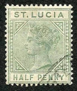 St Lucia SG1 1/2d Dull Green Wmk Crown CA Fine used Cat 12 pounds