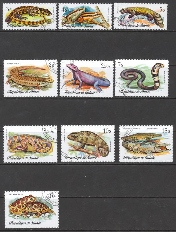 Guinea Sc# 744-751 (C134-C135) Used 1977 3s-20s Reptiles and Snakes