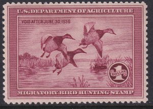 RW2 U.S. 1935 Federal Duck Stamp $1.00 MNH CV $750.00