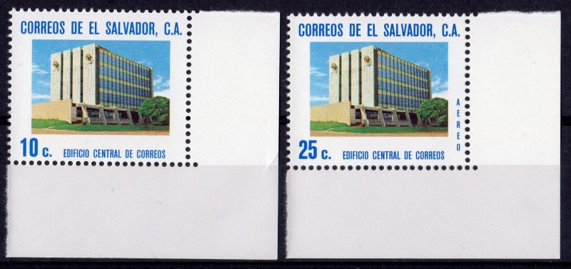 Salvador 1975 Sc#858/C359 CENTRAL POST OFFICE SAN SALVADOR Set (2) MNH