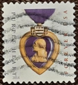 US Scott # 5035; used forever (49c) Purple Heart from 2014; VF/XF centering