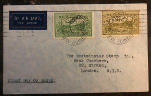 1939 Kavieng New Guinea First Day Cover FDC To London England Sg#213-16 Bulolo