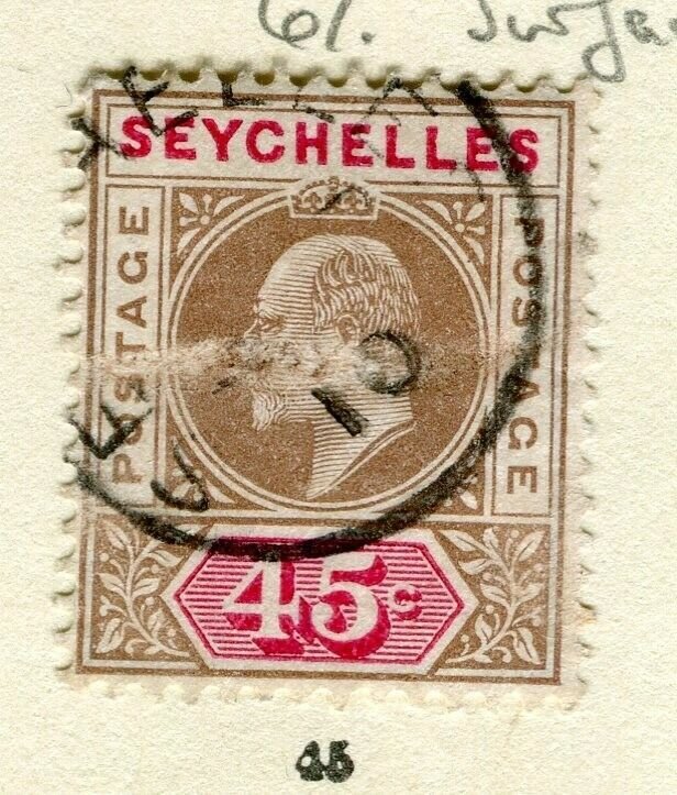 SEYCHELLES; 1903 early ED VII issue fine used 45c. value