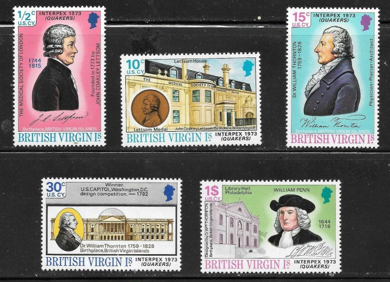 British Virgin Islands  (1973)  - Scott # 249 - 253, MNH