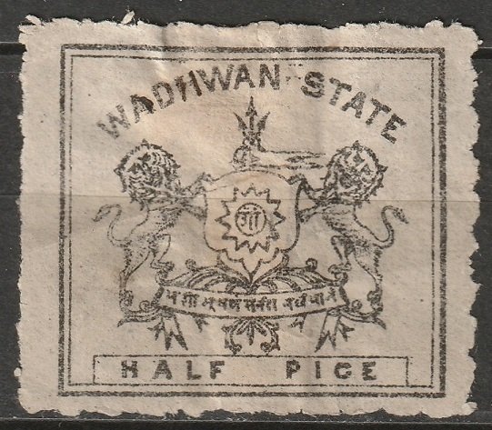 India Wadhwan 1888 Sc 1 MNG thin paper faults