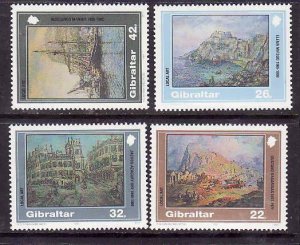 Gibraltar-Sc#596-9- id10-unused NH set-Paintings of Gibraltar views-1991-