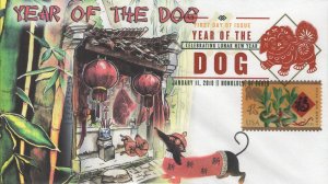 Set/2 Therome Cachets Printed FDCs for the 2018 Lunar New Year of the Dog Stamp