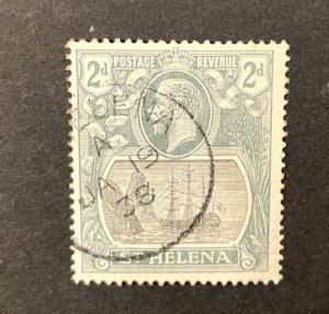 St Helena, 1922, King George V definitive, 2d 'Cleft Rock' flaw, SG 100c, FU.