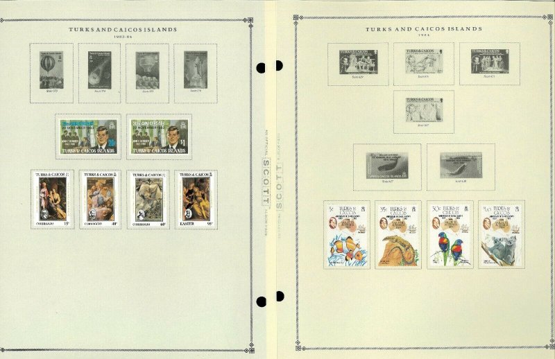 Turks & Caicos 1945-1986 Mint Hinged on Scott International Pages Thru 1999