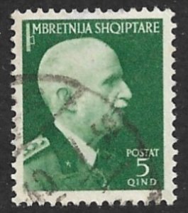 ALBANIA ITALIAN DOMINION 1939 5q VICTOR EMMANUEL III Issue Sc 313 VFU