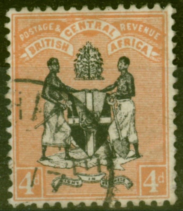 B.C.A Nyasaland 1895 4d Black & Reddish Buff SG28 Fine Used