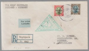 1931 Iceland Graf Zeppelin Cover to Cottbus Germany LZ 127  #C9 & C11