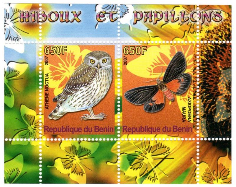 Benin 2007 Butterflies & Owls SS #1 MNH VF 