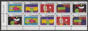 Canada # 528a  Christmas Drawings  6c  Plate Block of 10  (1) Mint NH