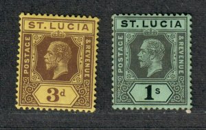 St. Lucia Sc#47-48 M/H/VF, High Values, Cv. $26.50