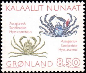 Greenland #256-258, Complete Set(3), 1993, Crabs, Marine Life, Never Hinged