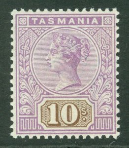 SG 224 Tasmania 1892-96. 10/- mauve & brown. A pristine unmounted mint...