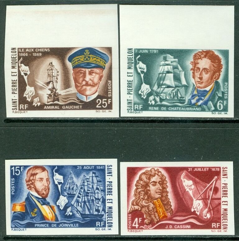 ST PIERRE : 1968. Scott #378-81 Ships, Imperf. Very Fine, Mint Never Hinged.