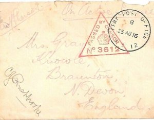 GB MILITARY Cover MIDDLE EAST APO *SZ 12* Devon 1916  {samwells}GS235