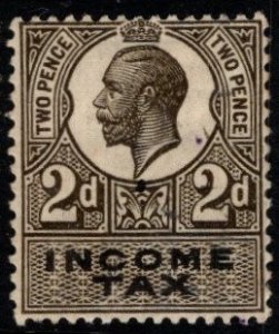 1916 Great Britain King George V Revenue 2 Pence Income Tax Unused