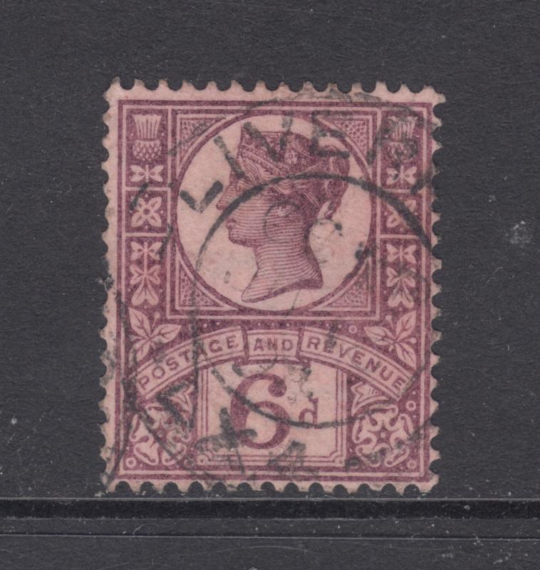 Great Britain Sc 119 used 1887 6p violet on rose QV