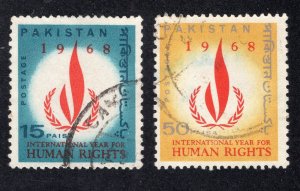 Pakistan 1968 Set of 2 Human Rights Year, Scott 248-249 used, value = 50c