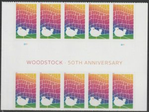 US 5409 Woodstock 50th Anniversary F header gutter block 10 MNH 2019