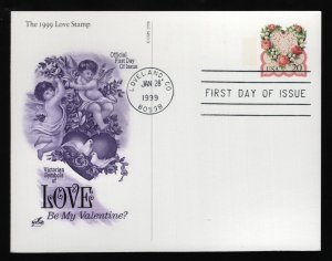 #UX300 20c Love: Victorian Heart, Art Craft FDC **ANY 5=FREE SHIPPING**