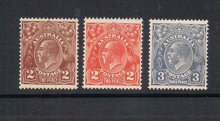 Australia 1928 KGV SG 98,99,100 MNH