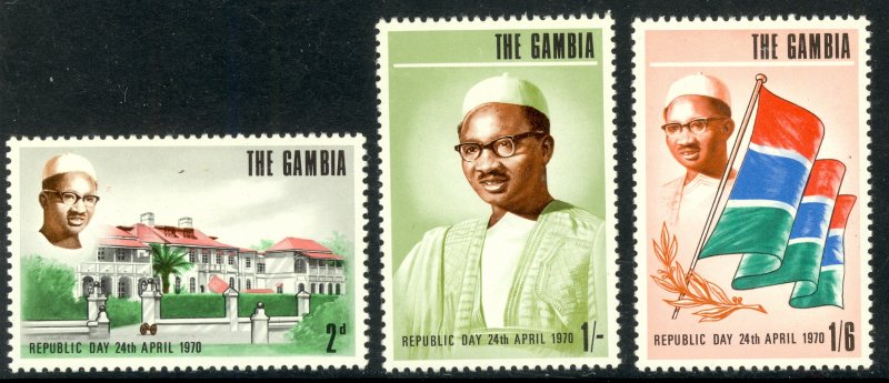 GAMBIA 1970 REPUBLIC DAY Set Sc 247-249 MLH