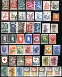 NETHERLANDS #B214-#B263 SEMI-POSTAL Stamps Postage Collection 1950-1953 MLH Used