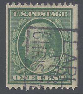 #348 1c Benjamin Franklin Coil Single 1908 Used