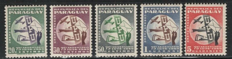 Paraguay 1950 75th UPU Anniversary set Sc# C179-83 NH