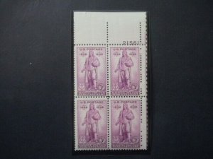 #777 3c Rhode Island Plate Block #21561 UR MNH OG VF Includes New Mount #2