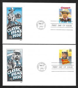 UNITED STATES FDCs (4) 25¢ Classic Films 1990 Artmaster