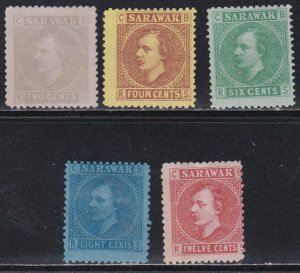 Sarawak # 3-7, Sir Charles Brooke, Unused, no gum, 1/2 Cat.