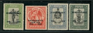 Papua 1935 Silver Jubilee SG 150-53 Scott 114-17 Unmounted Mint NH Set