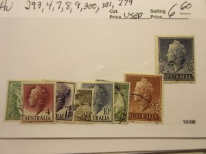 AUSTRALIA Scott 279, 293, 294, 297, 298, 299, 300, 301 USED Cat $6.60