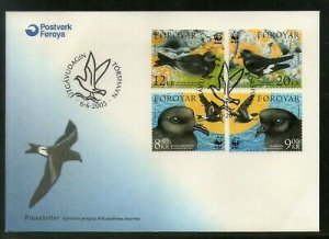 Faroe Islands 2005 WWF Petrels Birds Wildlife Animal Sc 458-61 FDC # 7925